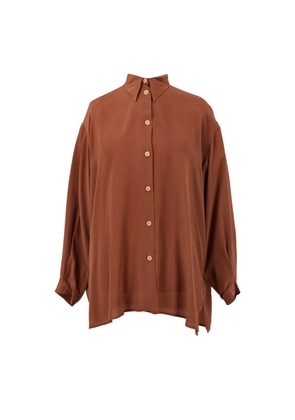 Mondrian relaxed-fit silk shirt - Brown