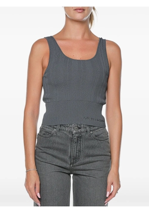 Armani Exchange ribbed-knit logo-embroidered top - Grey