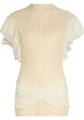 De La Vali Noor ruffled lace-patterned maxi dress - Neutrals