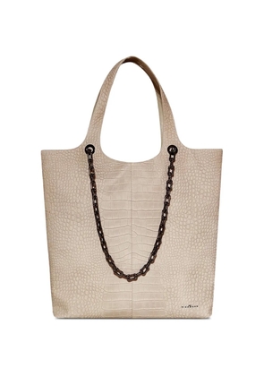 John Richmond chain-detail crocodile-effect tote bag - Neutrals