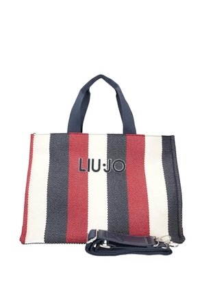 LIU JO striped logo-patch tote bag - Blue