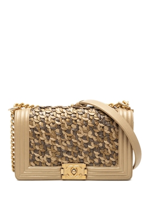 CHANEL Pre-Owned 2018 Old Medium Braided Metallic Lambskin Boy Flap crossbody bag - Brown
