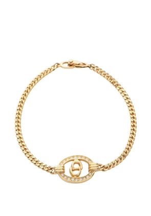 Christian Dior Pre-Owned CD logo rhinestone bracelet - Gold