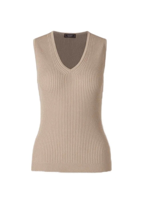 Peserico ribbed-knit V-neck top - Neutrals