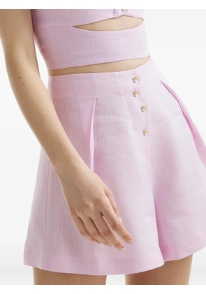 Mia Peculiar Wave linen tailored shorts - Pink