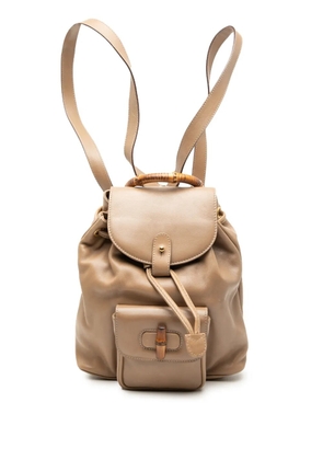 Gucci Pre-Owned 20th Century Calfskin Bamboo Drawstring backpack - Brown