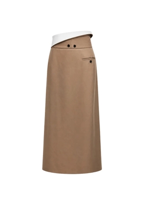 Carven fold-over waist slit-detail maxi skirt - Brown