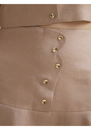 Mia Peculiar Wave linen mini skirt - Neutrals