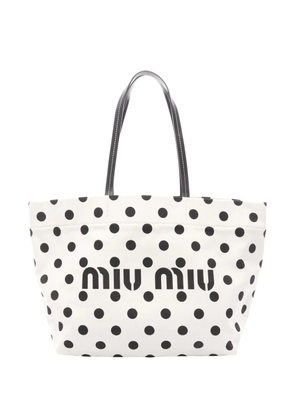 Miu Miu Pre-Owned 2010s polka-dot logo tote bag - White