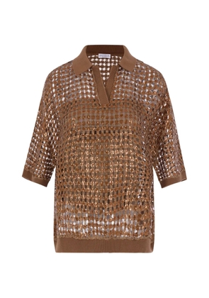 Brunello Cucinelli sequin-embellished open-knit sweater - Brown