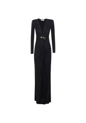 Elisabetta Franchi hardware-detail gathered dress - Blue