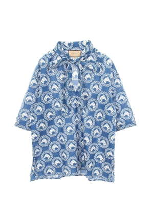 Gucci Pre-Owned 2010s Horse-print bow-tie blouse - Blue