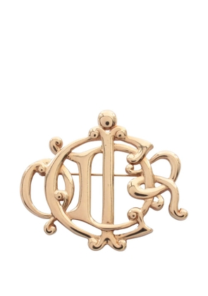 Christian Dior Pre-Owned 2010s emblem logo brooch - Gold