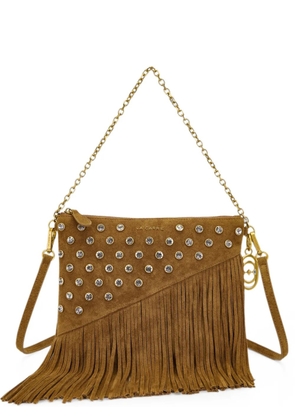 La Carrie Night Edition crystal-embellished fringed shoulder bag - Brown