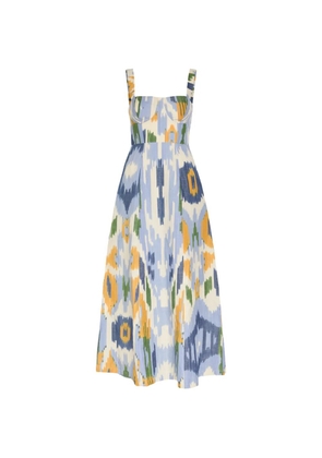 Emporio Sirenuse ikat-print sleeveless maxi dress - Blue