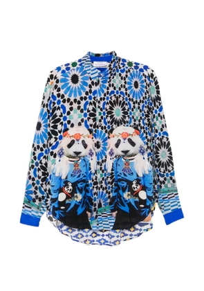 The Artistylist panda-print silk shirt - Blue