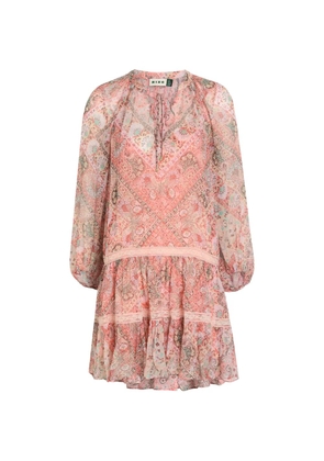 Rixo paisley-print ruffled mini dress - Pink