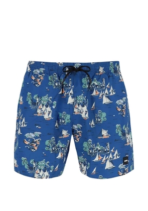 BOSS logo-patch swim shorts - Blue