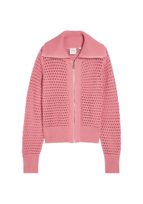 Varley Eloise pointelle-knit zip-up cardigan - Pink