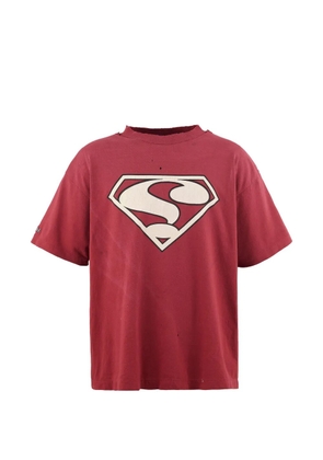 SAINT MXXXXXX distressed graphic-print T-shirt - Red