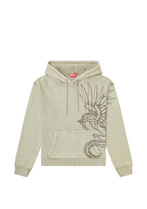 Diesel jacquard-mesh print-detail cotton hoodie - Neutrals