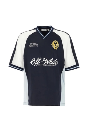 Off-White logo-print panelled T-shirt - Blue