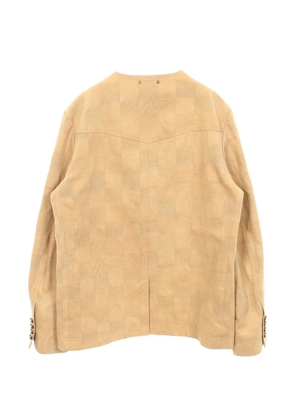 Louis Vuitton Pre-Owned 2010s Damier check no-collar jacket - Neutrals