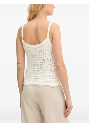 GUESS USA pointelle-knit logo-plaque top - White