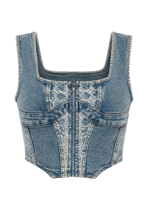 AMIRI embroidered denim corset top - Blue