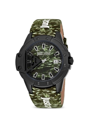 Just Cavalli Scudo camouflage-print 42mm watch - Green