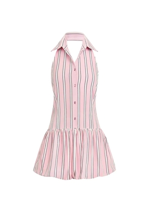 SEROYA Anastacia striped bubble-hem mini dress - Pink