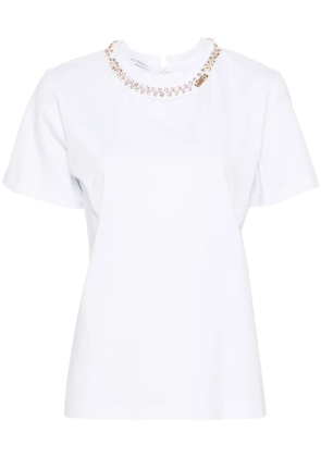 Alberta Ferretti crystal-embellished cotton T-shirt - White