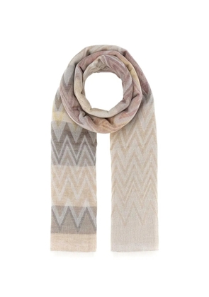 Missoni zigzag-embroidered scarf - Brown