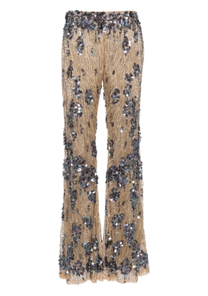 Alberta Ferretti sequin-embellishment flared trousers - Neutrals