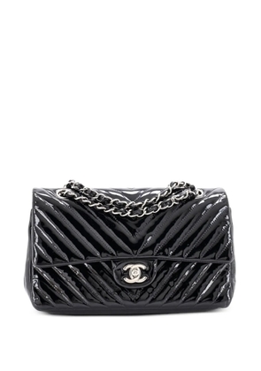 CHANEL Pre-Owned Classic Double Flap Bag Chevron Patent Medium shoulder bag - Black