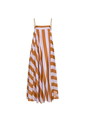 ZIMMERMANN Indra striped spaghetti-strap midi dress - Brown