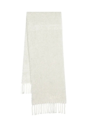 ISABEL MARANT logo-embroidered brushed scarf - Grey
