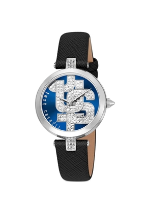 Just Cavalli Maiuscola crystal-embellished 32mm watch - Blue