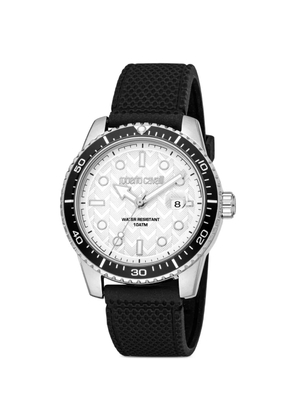 Roberto Cavalli chevron-pattern 44mm watch - Silver