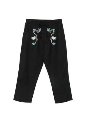 Baziszt bird-embroidered drawstring shorts - Black