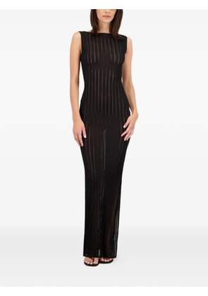 La Galpa Reaper Bare sheer-ribbed maxi dress - Black