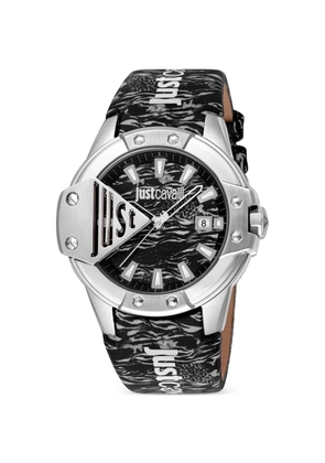 Just Cavalli Scudo animal-print 44mm watch - Black