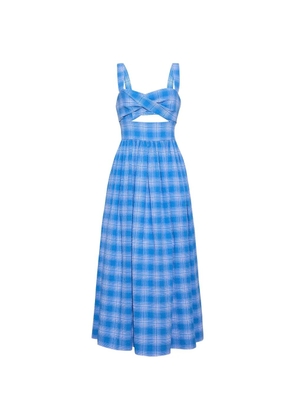 Cara Cara Clover plaid seersucker midi dress - Blue
