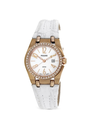 PULSAR Classic crystal-embellished 28mm watch - White