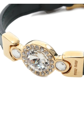 Miu Miu Pre-Owned 2010 croc-pattern crystal-embellished bracelet - Gold