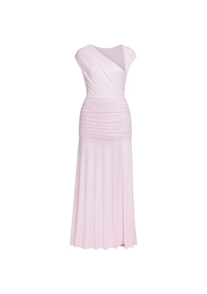Self-Portrait ruched asymmetric-neck maxi dress - Pink