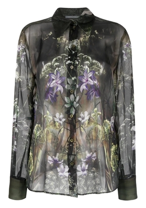 Alberta Ferretti floral-print silk shirt - Grey