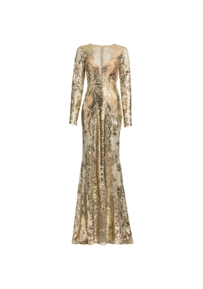 Elie Saab sequin-embroidered tulle maxi dress - Gold