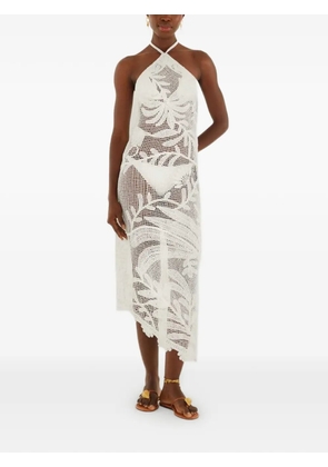 FARM Rio crochet-knit halterneck midi dress - White