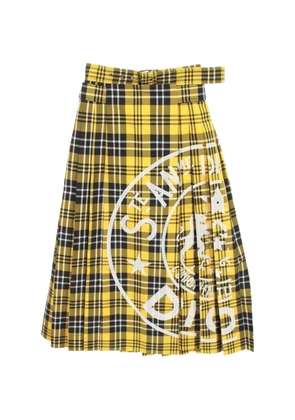 Christian Dior Pre-Owned 20s check pleated skirt - Yellow